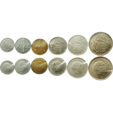 Испания 10 50 сентимо 1 5 25 50 песет 1939-1975 год Набор из 6 монет