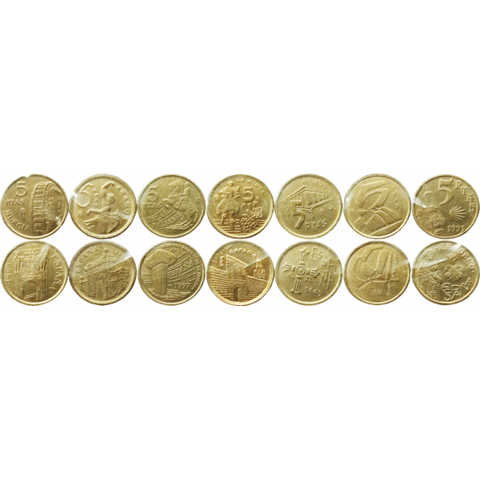 Испания 5 песет 1993-1999 год Набор из 7 монет