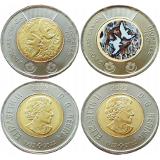 Канада 2 доллара 2023 год UNC 100 лет со дня рождения Жан-Поля Риопеля Набор из 2 монет