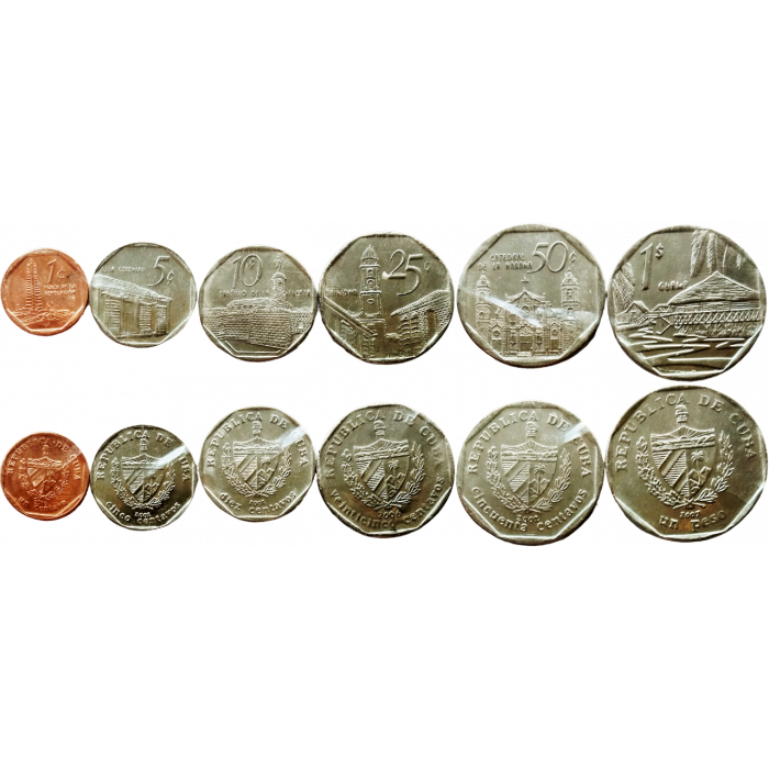 Куба 1 5 10 25 50 сентаво 1 песо 1994-2018 год Набор из 6 монет