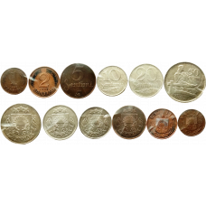 Латвия 1 5 5 10 20 50 сантимов 1922-1939 год Набор из 6 монет