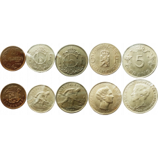 Люксембург 25 сантимов 1 5 франков 1946-1964 год Набор из 5 монет