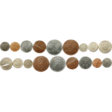 Швеция 1 2 5 10 25 50 эре 1909-1950 год Набор из 9 монет