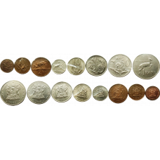 ЮАР ½ 1 2 5 10 20 50 центов 1 ранд 1970-1989 год Набор из 8 монет
