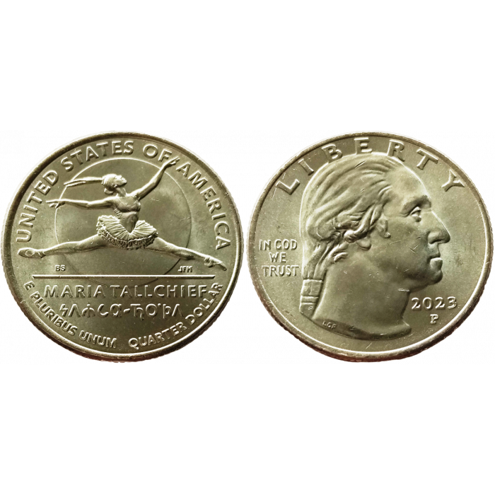 США 25 центов 2023 P год UNC №10 Американские женщины Мария Толчиф