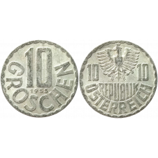 Австрия 10 грошей 1955 год XF KM# 2878