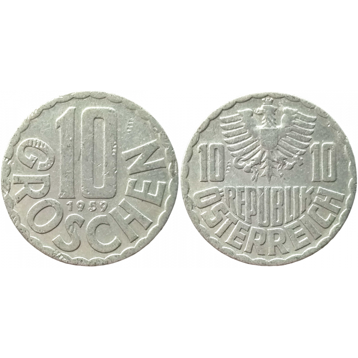 Австрия 10 грошей 1959 год XF KM# 2878