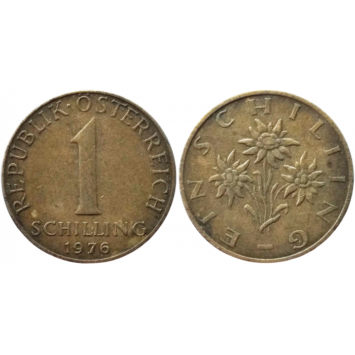 Австрия 1 шиллинг 1976 год XF KM# 2886