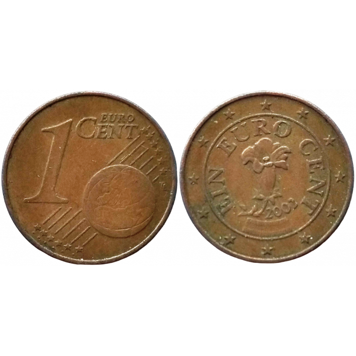Австрия 1 евроцент 2002 год XF KM# 3082