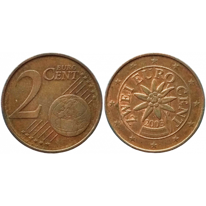 Австрия 2 евроцента 2003 год XF KM# 3083