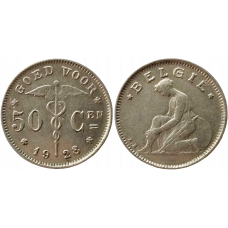 Бельгия 50 сантимов 1928 год XF KM# 88 Надпись на голландском - 'BELGIË'