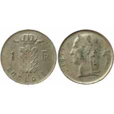 Бельгия 1 франк 1977 год XF KM# 143 Надпись на голландском - 'BELGIË'