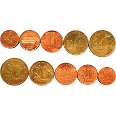 Азербайджан 1 3 5 10 20 гяпиков 2006 год XF Набор из 5 монет