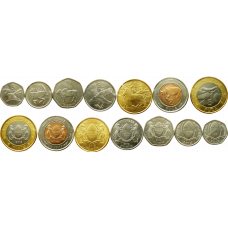 Ботсвана 5 10 25 50 тхебе 1 2 5 пул 2013-2022 год Набор из 7 монет