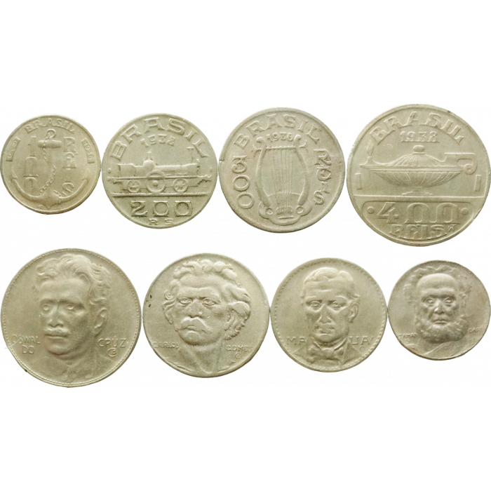 Бразилия 100 200 300 400 реалов 1936-1938 год Набор из 4 монет