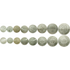 Коста-Рика 10 25 50 сентимо 1 2 5 10 20 колонов 1982-1996 год Набор из 8 монет