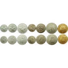 Новая Каледония 1 2 5 10 20 50 100 франков 1948-2020 год Набор из 7 монет