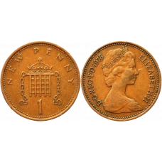 Великобритания 1 новый пенни 1978 год KM# 915 Королева Елизавета II (1968 - 1981)
