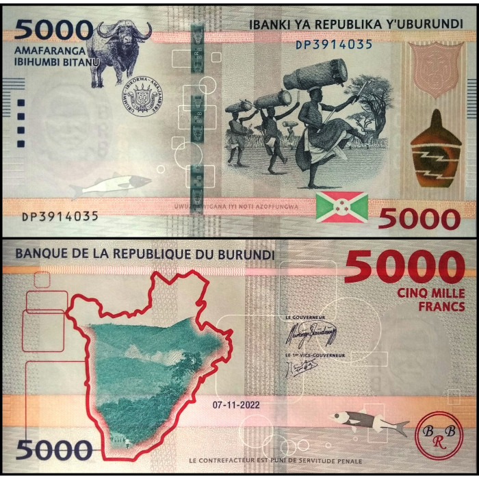 Бурунди 5000 франков 2022 год UNC P-53c