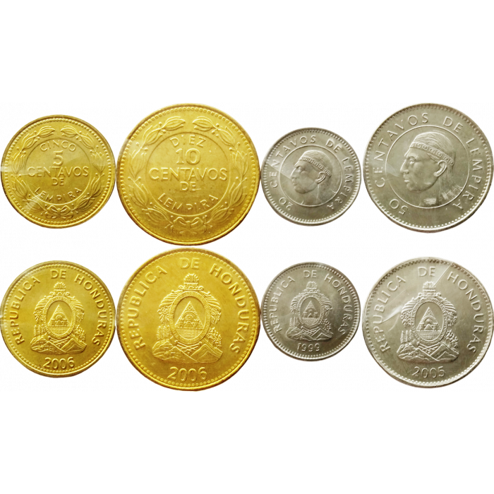 Гондурас 5 10 20 50 сентаво 1975-2019 год Набор из 4 монет