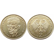 Германия 2 марки 1992 F год KM# 149 Курт Шумахер, 30 лет Федеративной Республике (1949-1979)