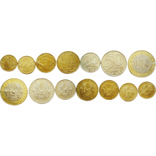 Казахстан 1 2 5 10 20 50 100 тенге  1997-2018 год Набор из 7 монет