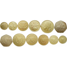 Кипр 1 2 5 10 20 50 центов 1983-2004 год Набор из 6 монет