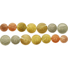Латвия 1 2 5 10 20 50 сантимов 1 лат 1992-2009 год Набор из 7 монет
