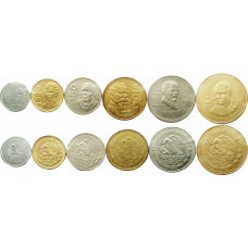 Мексика 10 20 50 100 500 1000 песо 1985-1992 год Набор из 6 монет