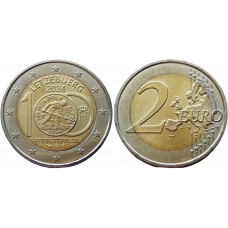 Люксембург 2 евро 2024 год UNC UC# 121 100 лет со дня введения в обращения монет с изображением литейщика