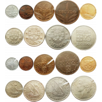 Португалия 10 20 50 сентаво 1 2,5 5 10 25 эскудо 1969-1986 год Набор из 8 монет