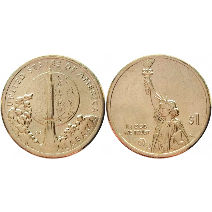 США 1 доллар 2024 D год UNC UC# 415 Сатурн-5, Алабама, Американские инновации