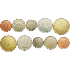 Канада 1 5 10 25 центов 1 доллар 2003-2023 год Набор из 5 монет