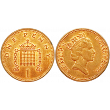Великобритания 1 пенни 1990 год KM# 935 Королева Елизавета II (1982 - 2022)