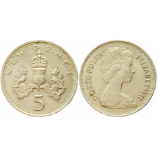 Великобритания 5 новых пенсов 1979 год KM# 911 Королева Елизавета II (1968 - 1981)