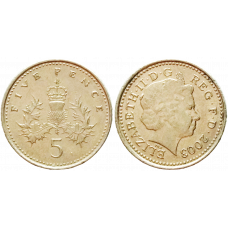 Великобритания 5 пенсов 2003 год KM# 988 Королева Елизавета II (1982 - 2022)