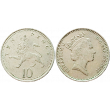 Великобритания 10 пенсов 1997 год KM# 938b Королева Елизавета II (1982 - 2022)