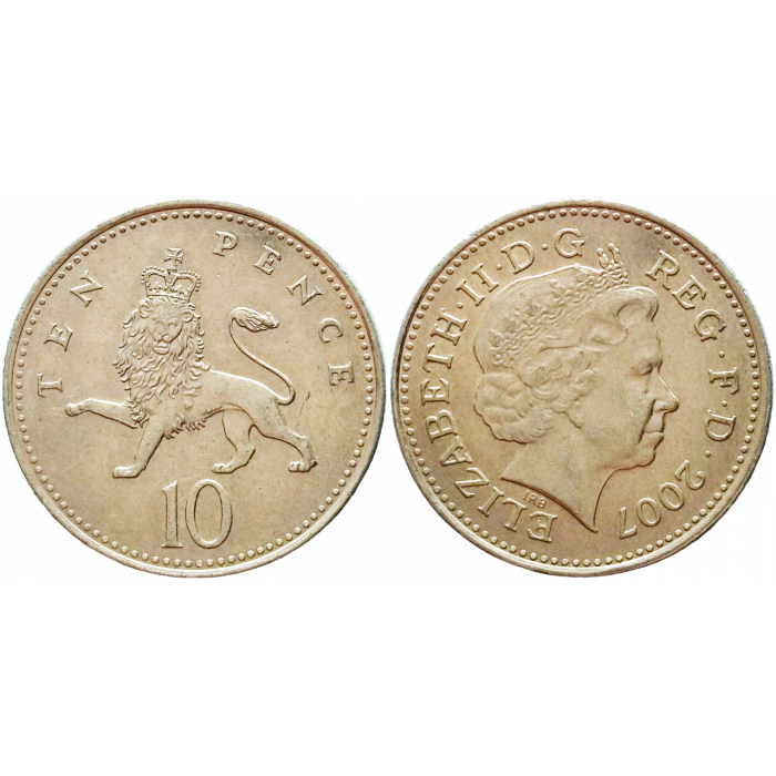 Великобритания 10 пенсов 2007 год KM# 989 Королева Елизавета II (1982 - 2022)