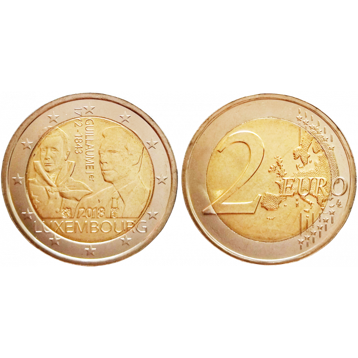 Люксембург 2 евро 2018 год UNC UC# 108 175 лет со дня смерти Виллема I