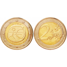 Ирландия 2 евро 2009 год UNC KM# 62 10 лет монетарной политики ЕС (EMU) и введения евро