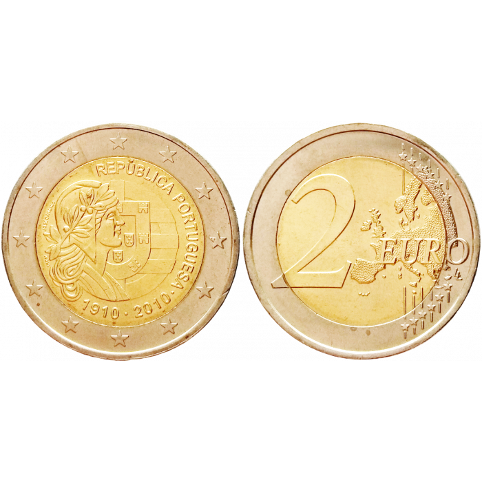 Португалия 2 евро 2010 год UNC KM# 796 100 лет Португальской Республике