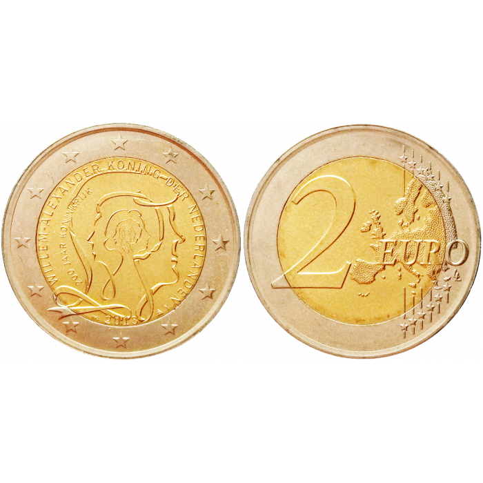Нидерланды 2 евро 2013 год UNC KM# 324 200 лет Королевству