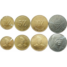 Заир 10 макут 1 5 10 заиров 1973-1988 год Набор из 4 монет