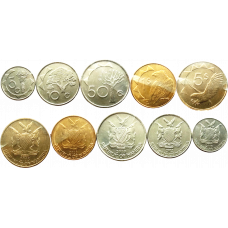 Намибия 5 10 50 центов 1 5 долларов 1993-2022 год Набор из 5 монет