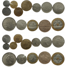Франция 1 5 10 20 сантимов 1/2 1 2 5 10 20 франков 1959-2001 год Набор из 13 монет