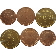 Швеция 1 2 5 крон 2016-2020 год Набор из 3 монет