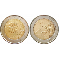 Эстония 2 евро 2024 год UNC UC# 115 Василёк - национальный цветок Эстонии