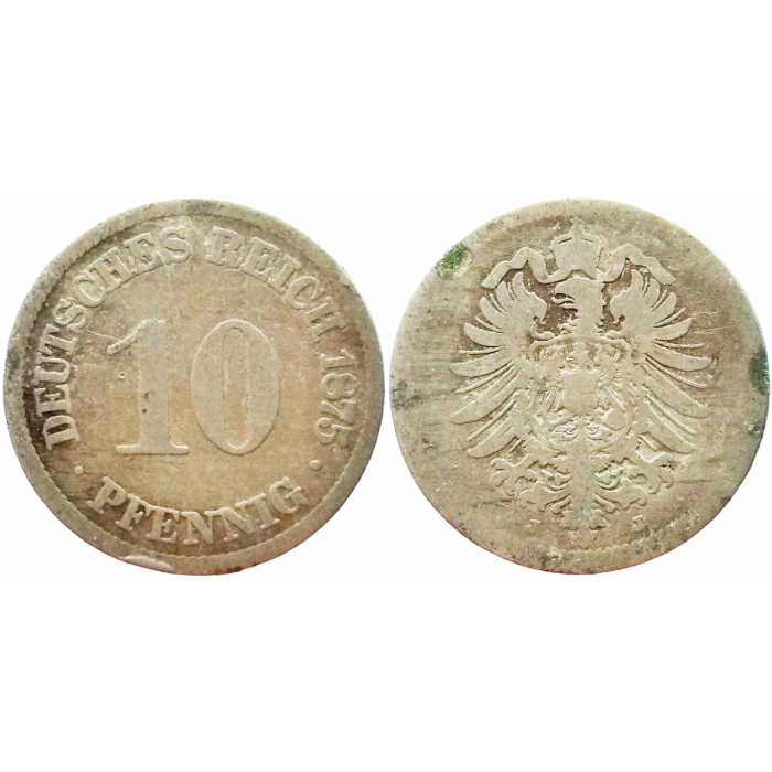 Германия 10 пфеннигов 1875 J год KM# 4