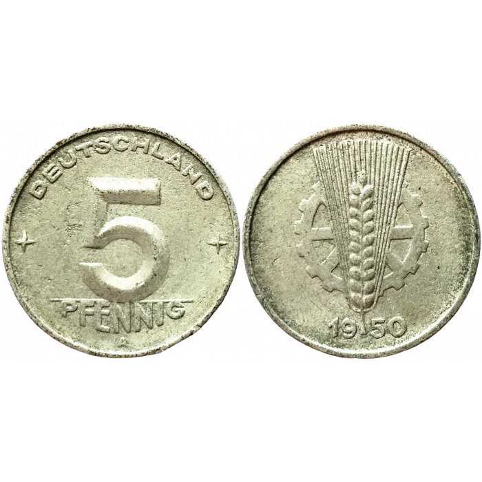 Германия - ГДР 5 пфеннигов 1950 год KM# 2