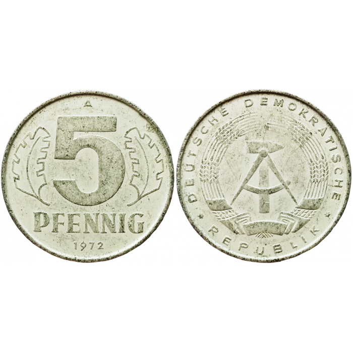 Германия - ГДР 5 пфеннигов 1972 год KM# 9.1